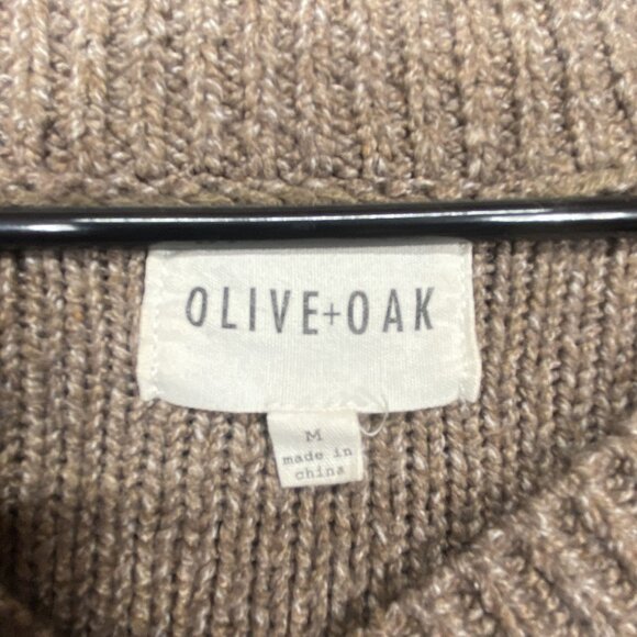 Olive+Oak Striped V-Neck Sweater Brown & Cream Polyester Ribbed Hem Womens M - Picture 4 of 10